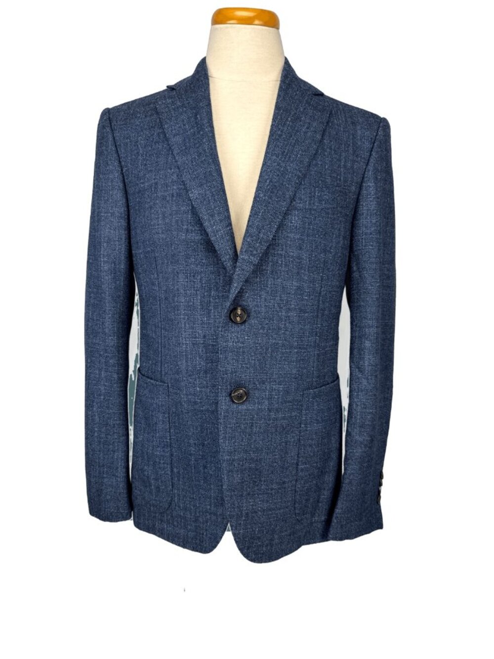 PAL ZILERI Italian Wool Silk Cashmere Textured Blue Blazer Like New EU 52 US 42